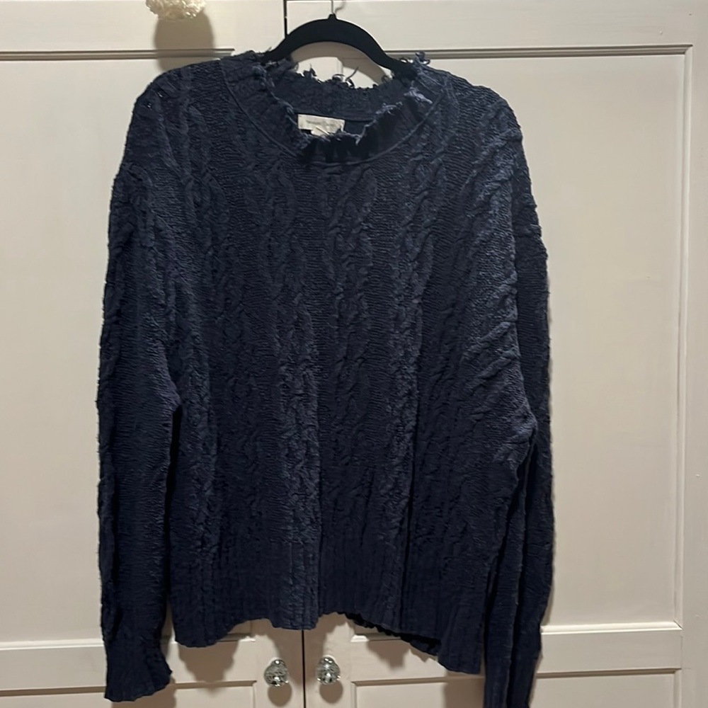 Navy Slub Knit Sweater